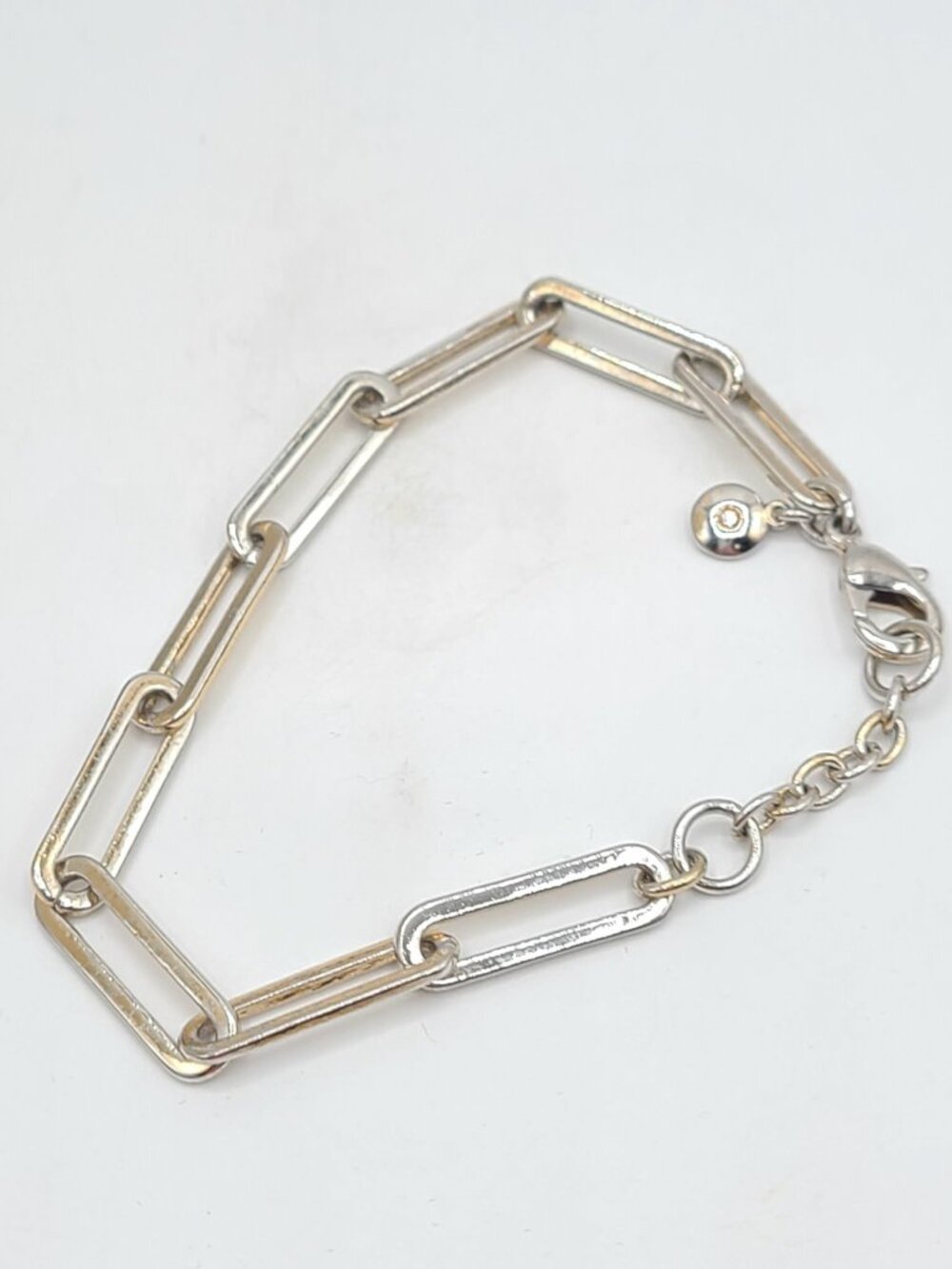J Crew Silver Tone Paper Clip Bracelet fits a 7" wrist